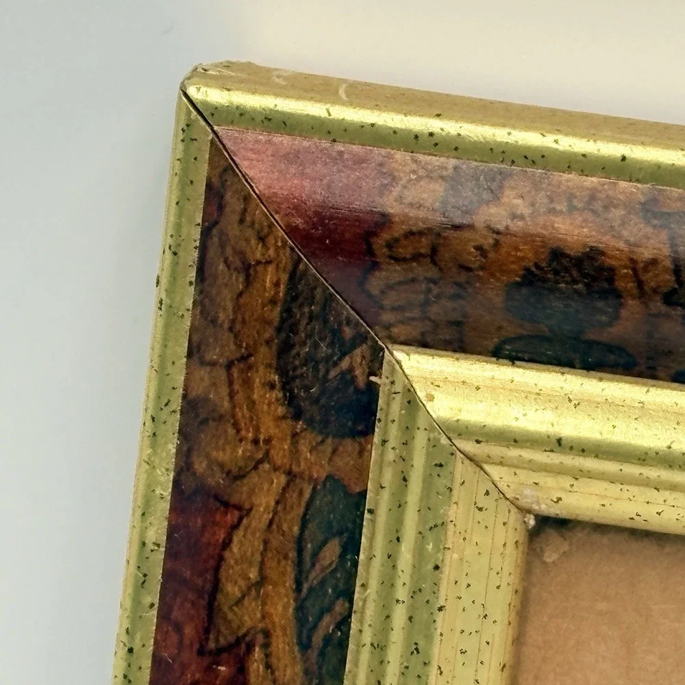 Decorative Picture Frame 8x10 Gold Autumn Floral Burgundy Painted Vintage 90s